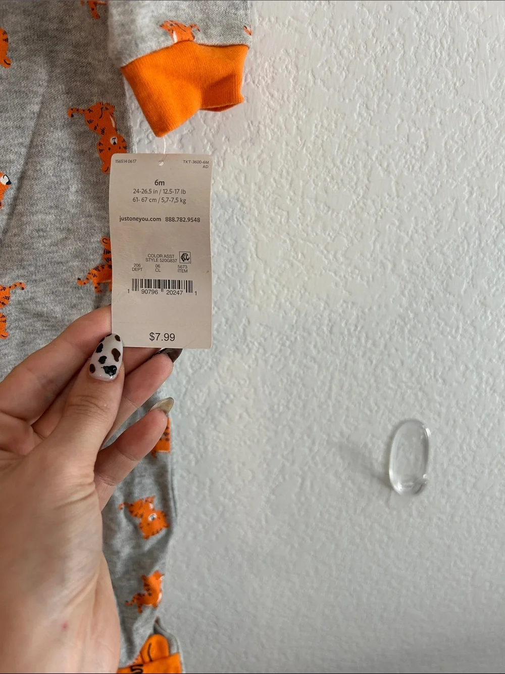 Carter’s NWT Wild About Mommy Gray & Orange Tiger Print Baby One-Piece